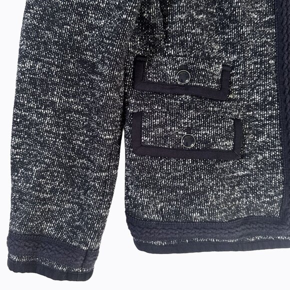 Talbots Tweed Knit Blazer Jacket Cardigan Sz S Braided Trim Full Zip Navy Preppy - Picture 3 of 8